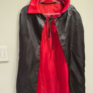 Vampire Cape Black and Red Halloween Costume One Size